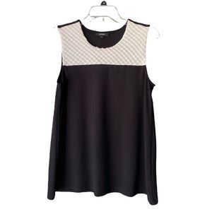 Alfani Black and White Sleeveless Blouse, Size Petite Medium